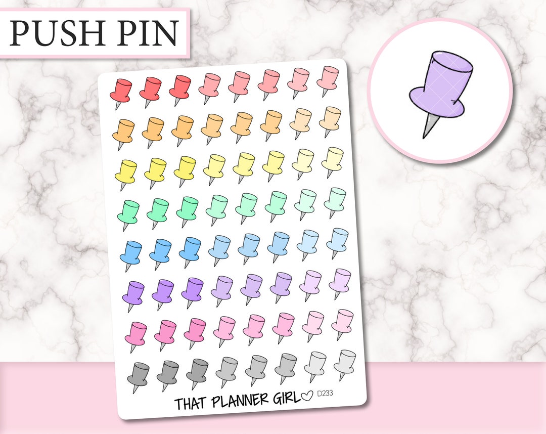 Push Pin Doodle Sticker Cute Stickers Mark Important Events, Meetings ...