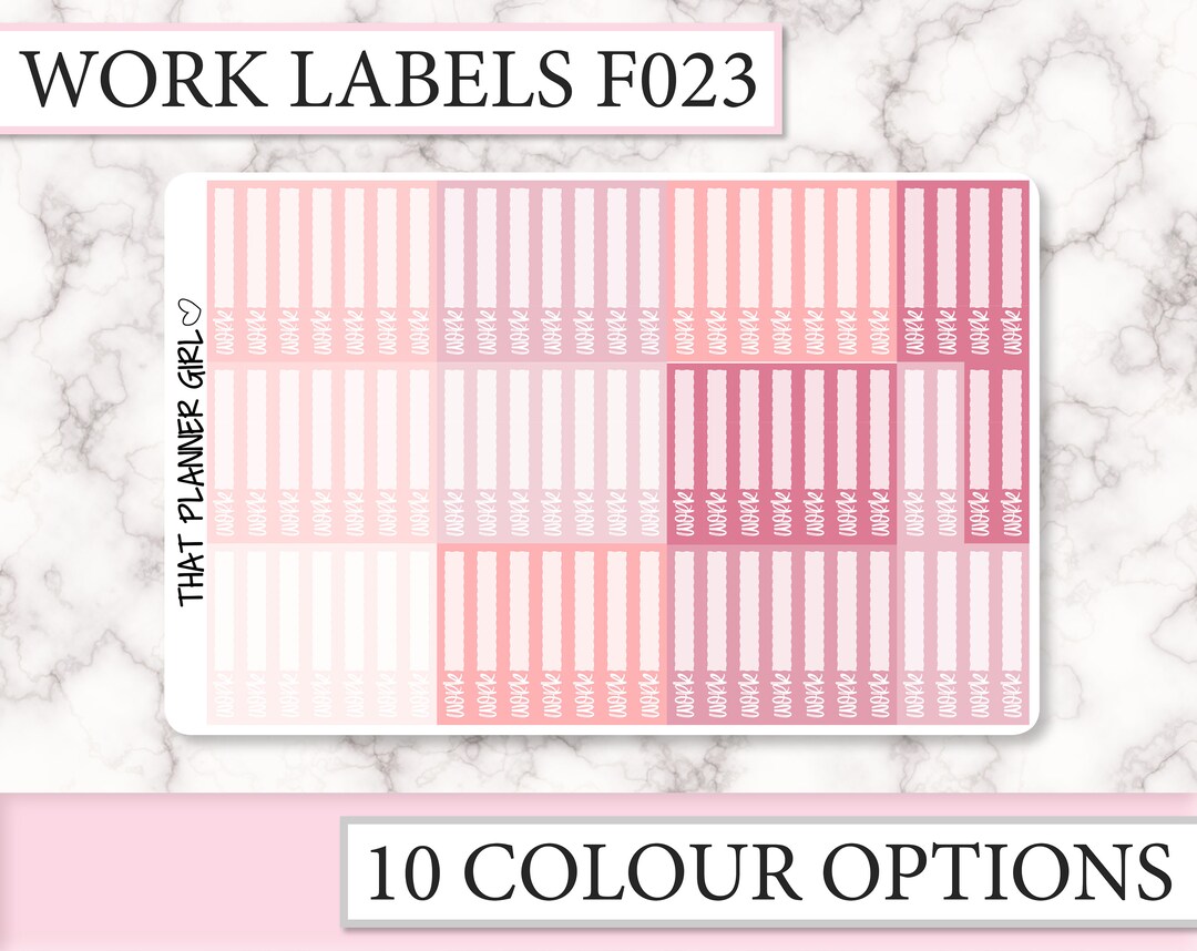 FUNCTIONAL Thin Work Labels V1 Planner Stickers 10 Colour Variations ...