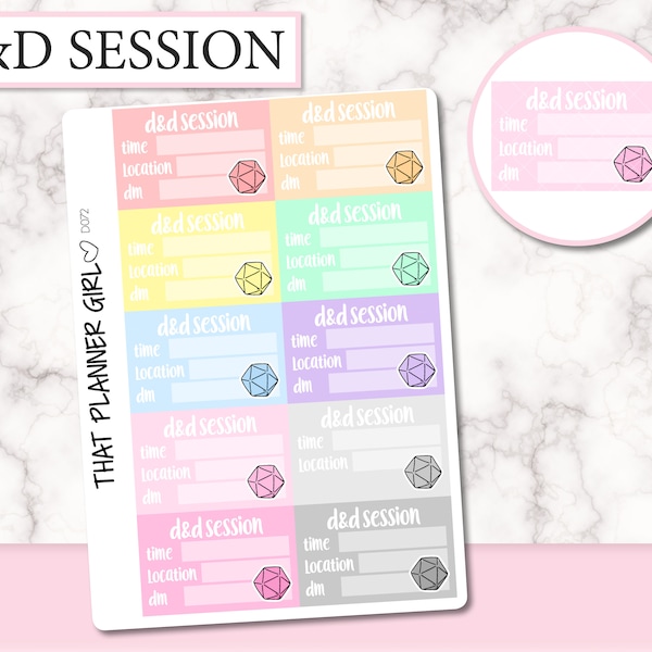 D&D Session Half Box Stickers - Dungeons and Dragons - Perfect for marking DnD Sessions / table top game  - Planner Stickers - D072