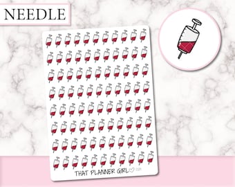 Mini Blood Test / Needle Sheet - Hand Drawn Artwork - Book appointment, blood test, blood work, doctors visits etc - D211