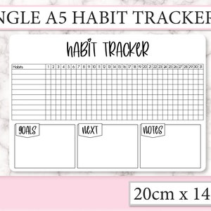 A5 size habit tracker sticker - Bullet Journal Style! Space to write 10 habits for the month! Fits a leuchtturm1917 or STM Bujo - BU005