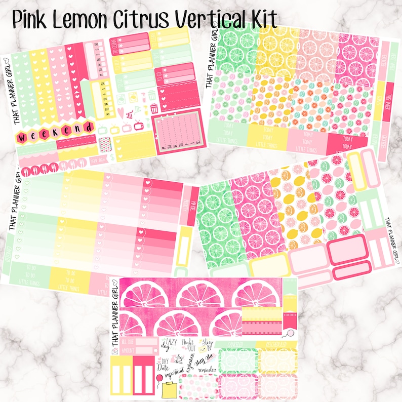 Planner Stickers Full Boxes Icons Check Lists Half Boxes Weekly Tabs LOVE Hearts Mini Kit 4 Pages