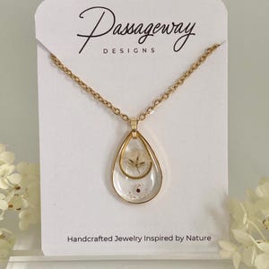 Baby's Breath Resin Teardrop Necklace, Miscarriage Keepsake image 4
