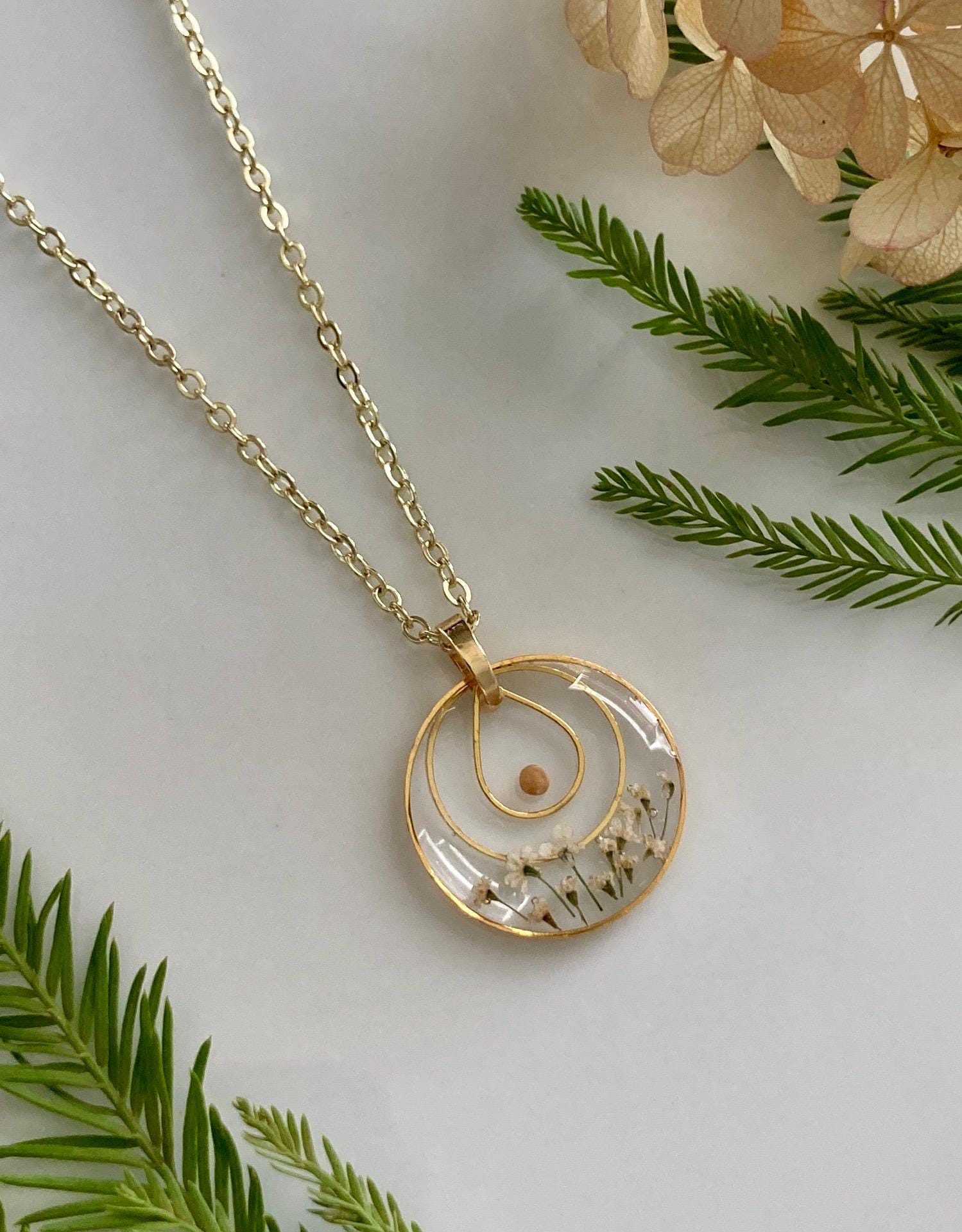Mustard seed necklace, Mustard seed jewelry, faith necklace, inspirational gift, Christian jewelry, Matthew 17:20, real pressed flowers