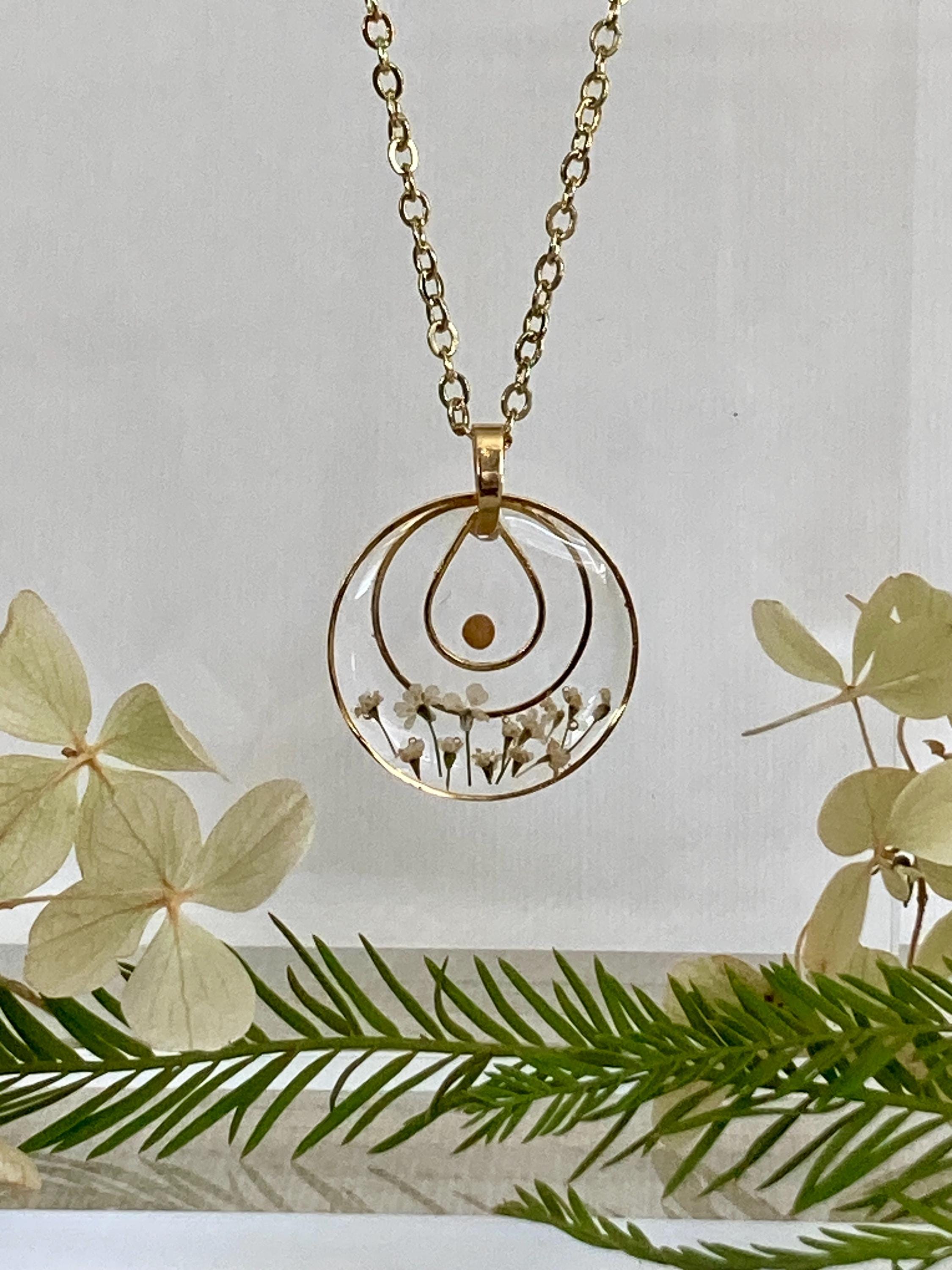Mustard seed necklace, Mustard seed jewelry, faith necklace, inspirational gift, Christian jewelry, Matthew 17:20, real pressed flowers