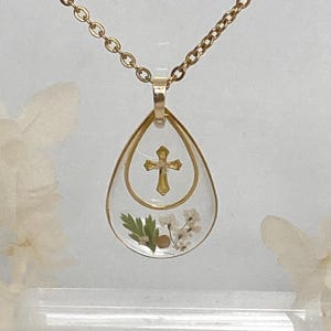 Mustard seed faith necklace with cross, Christian, inspirational gift, gift for her, confirmation, graduation