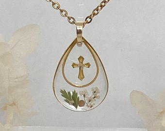 Mustard seed faith necklace with cross, Christian, inspirational gift, gift for her, confirmation, graduation