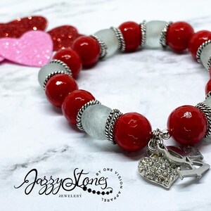 Ladies red beaded bracelet, African recycled glass, stretch bracelet
