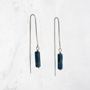 Lapis Threader Earring | Boho Thread Through Earring | ARROYO Threaded Chain Earring