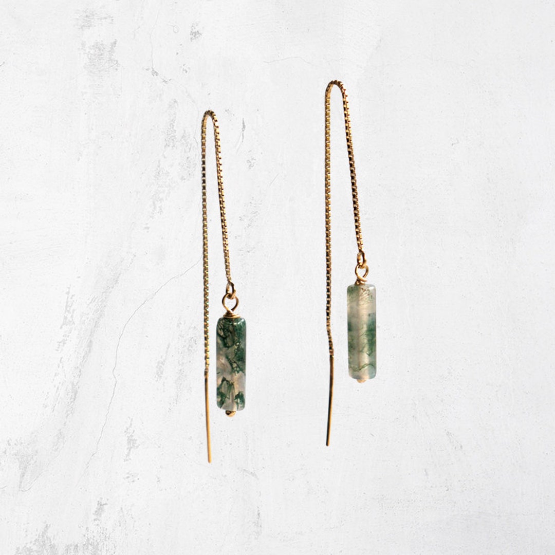 Gemstone Threader Earring | Boho Thread Through Earring | ARROYO ...
