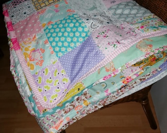 Patch blanket / patchwork blanket / picnic blanket / large crawling blanket / bed throw Windschief 200 x 160 cm