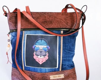 Shoulder bag Heidi bulldog / jeans upcycling bag / shoulder bag / unique