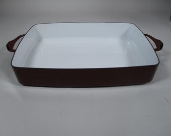 Vintage MCM Dansk Kobenstyle Jens Quistgaard Baking Dish Pan Brown Enamel Casserole 12.5x9.25