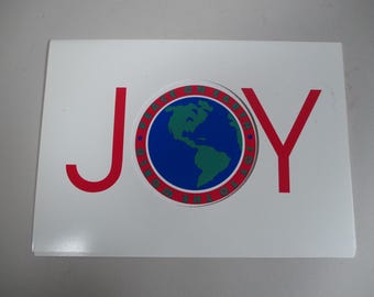 Vintage Die Cut (20) Christmas Greeting Cards Joy to the World by Joan Glaberson NOS