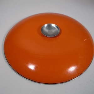 Vintage Danish Modern Cathrineholm Norway Orange Lotus 12.25" Round Enamel Lid Only