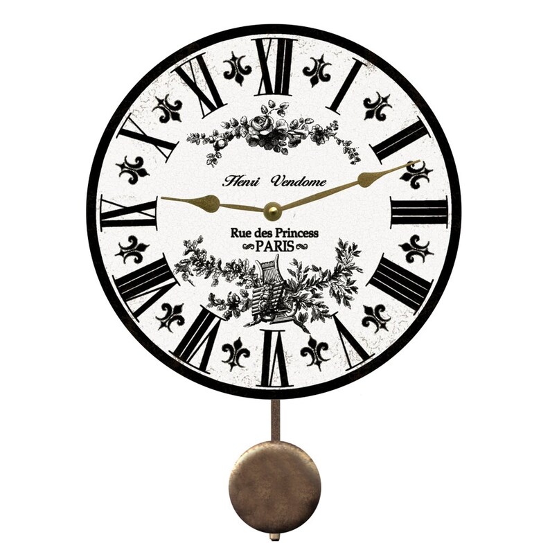 White Toile French Clock White and Black Toile Clock Etsy