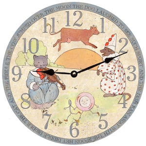 Nursery Rhyme Clock- Hey Diddle Diddle Clock- Cat And The Fiddle Clock