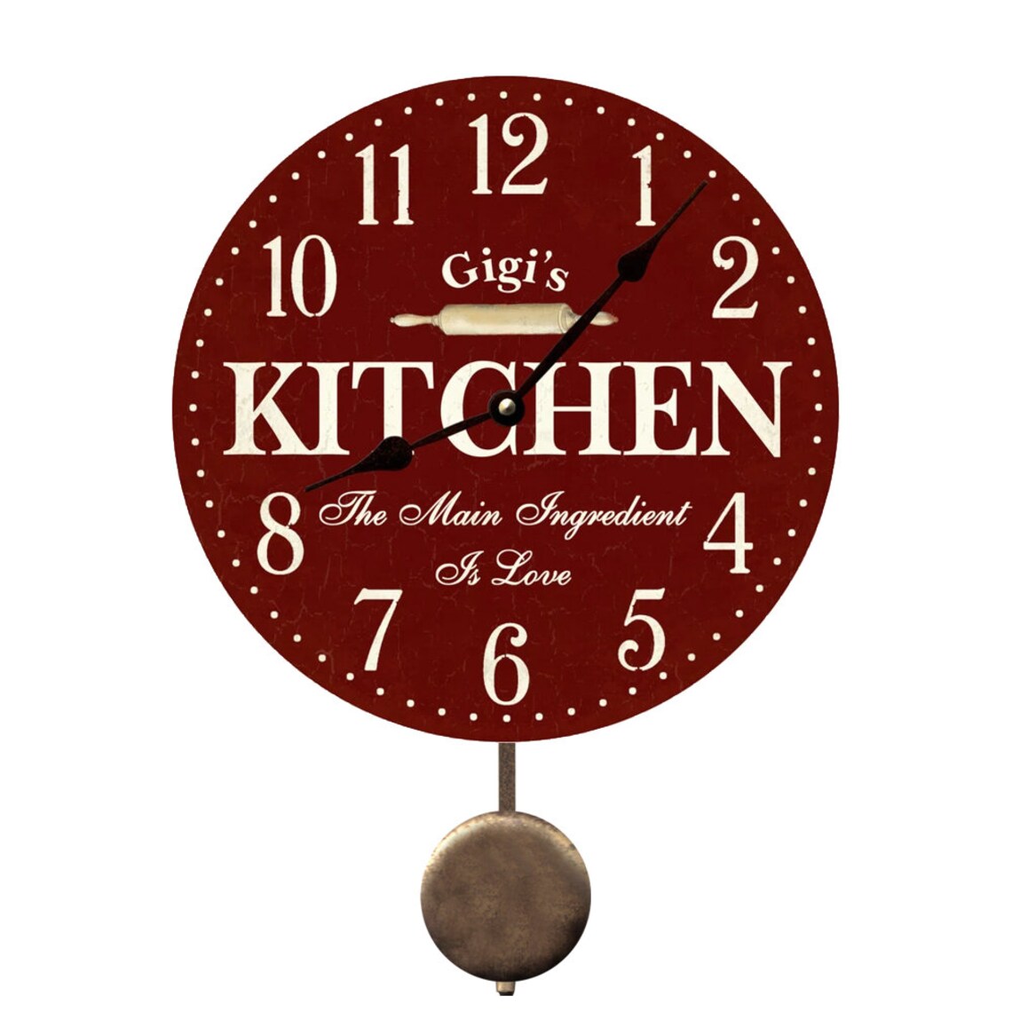 Red Kitchen Clock Personalized Red Clock Etsy