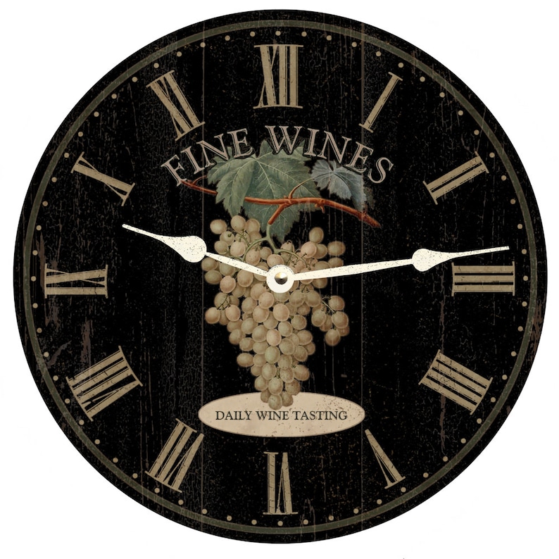 Wine Clock Fine Wines Daily Wine Tasting Clock Etsy