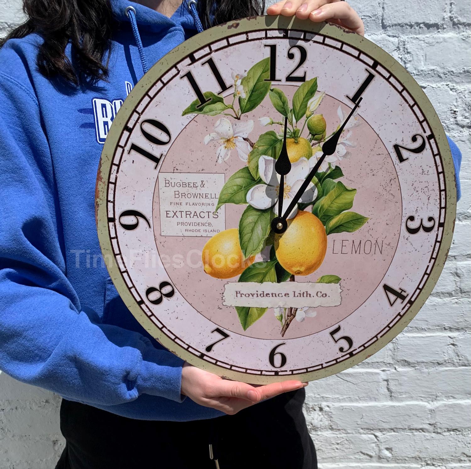 Handmade Lemon Clock for Kitchen | Sunny Farmhouse Decor | Lemon Fruit ...