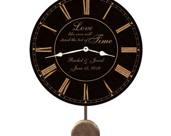 Test of Time Clock- Personalized Test of Time Pendulum Clock- Black Test of Time Clock