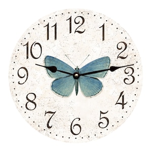 Butterfly Clock- White Rustic Clock