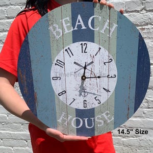 Handcrafted Beach House Clock – Custom Coastal Wall Art image 7