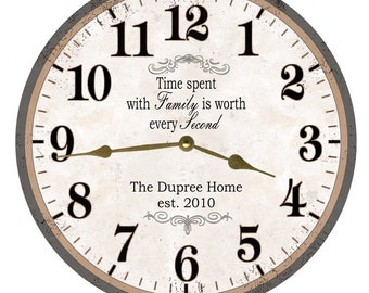 Personalized Family Name Clock- Time Spent With Family Is Worth Every Second Clock