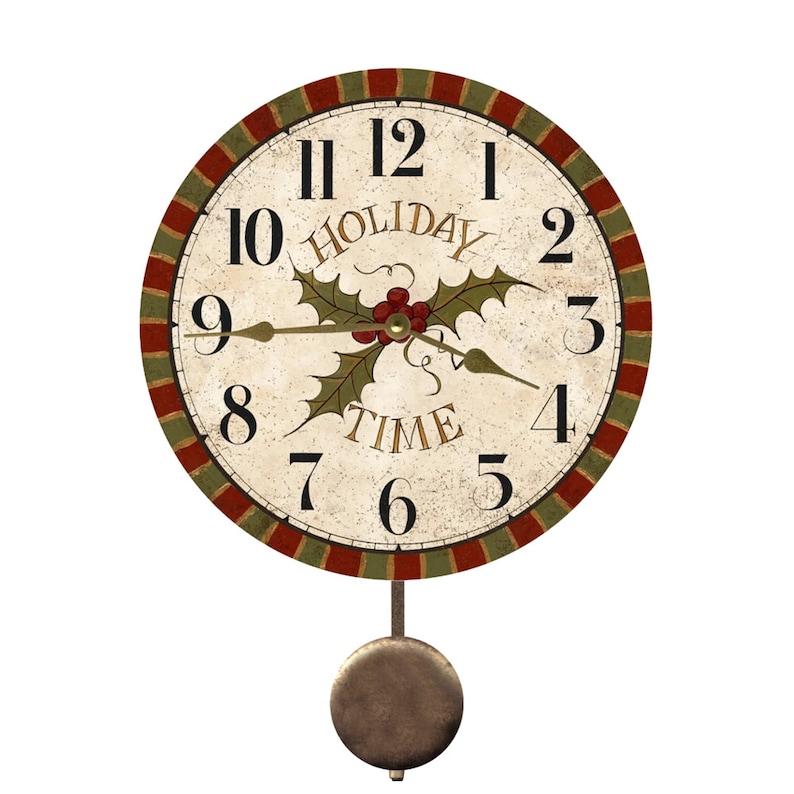 Holiday Wall Clockchristmas Clock Mistletoe Clock Etsy