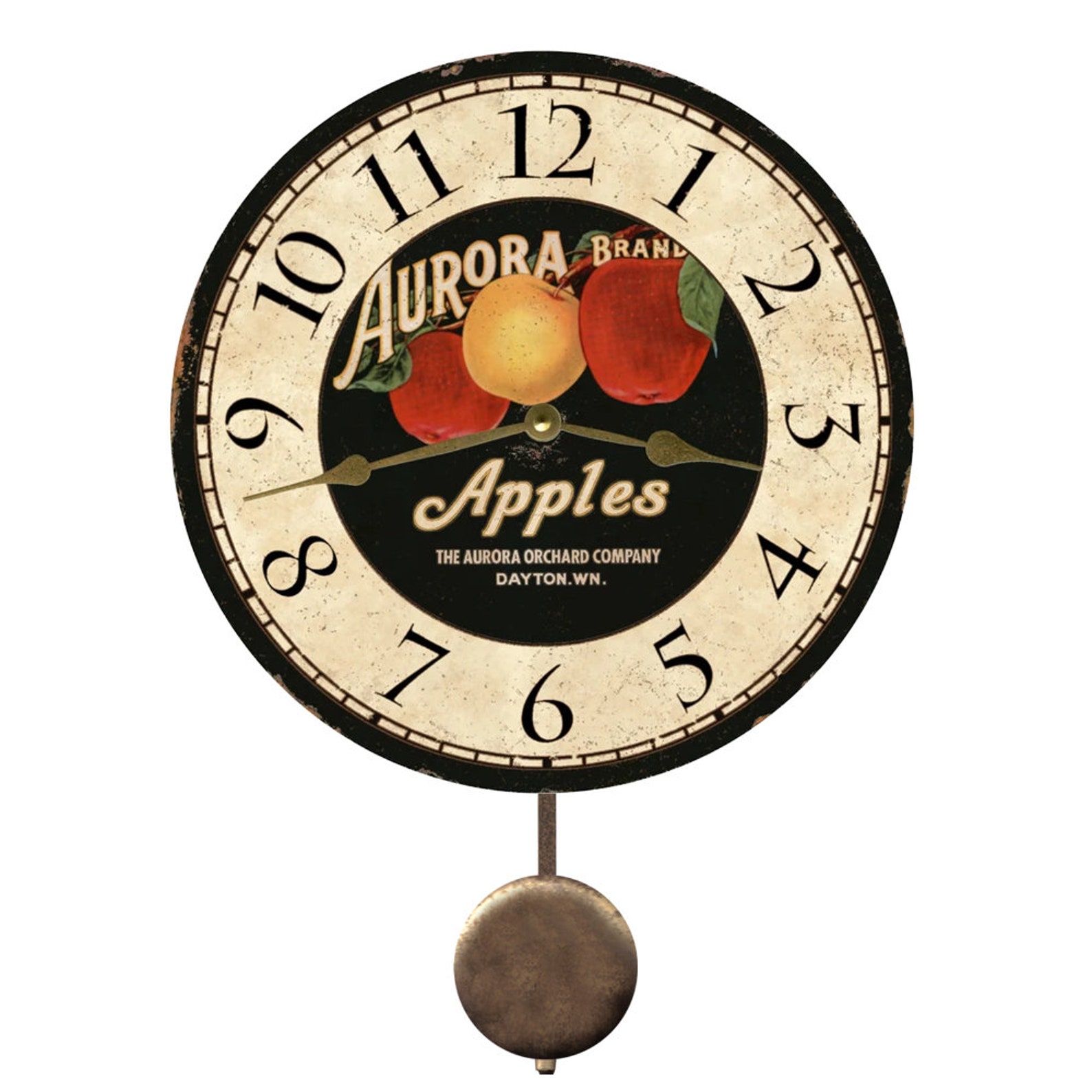 Rustic Apple Clock Kitchen Clock Etsy
