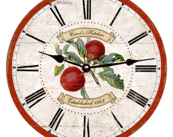 Unique Apple Clock- Personalized Kitchen Clock