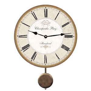 Personalized Crab Clock with Swinging Pendulum – Coastal Nautical Decor