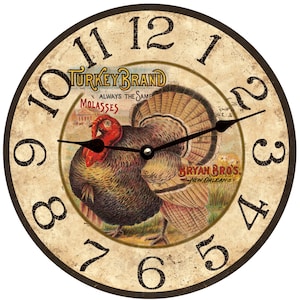 Rustic Turkey Wall Clock – Fall Harvest and Thanksgiving Decor