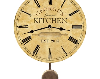 Personalized Kitchen Clock- Pendulum Clock