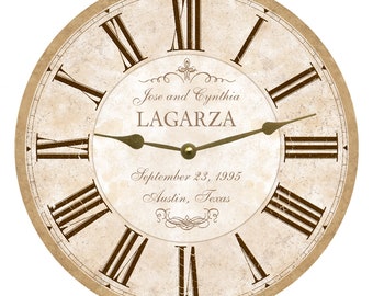 Wedding Clock- Beautiful Neutral Colored Personalized Wedding Clock