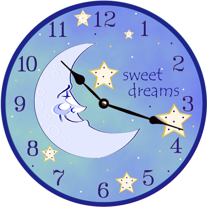 Nursery Clock Starry Night Moon Clock Etsy