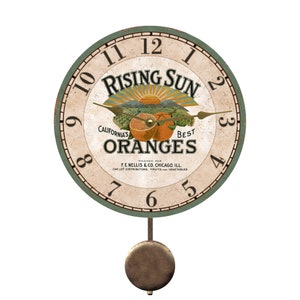 Handcrafted Orange Fruit Clock with Pendulum