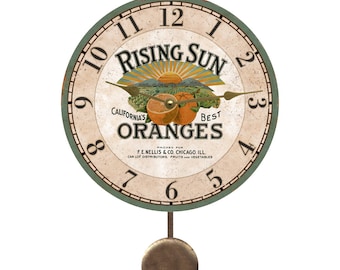 Rising Sun Oranges Pendulum Clock