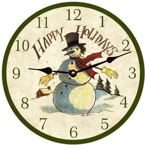 Christmas Snowman Wall Clock- Playful Wall Clock for the Holiday Season
