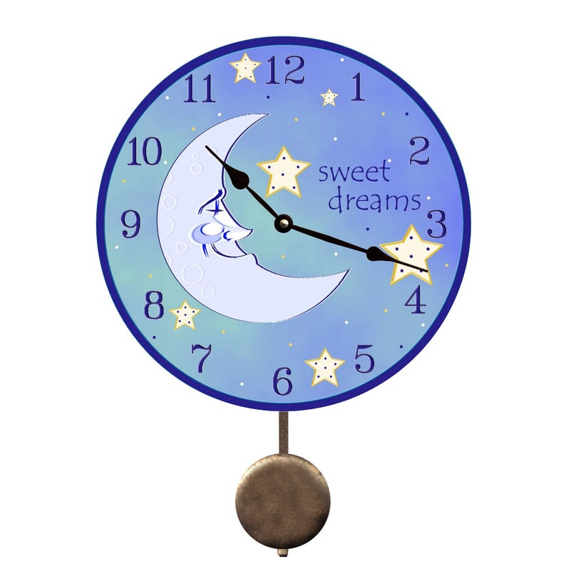 Nursery Clock Starry Night Moon Clock Etsy