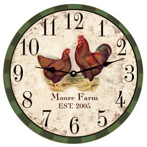 Personalized Rooster Clock- Chicken and Rooster Clock