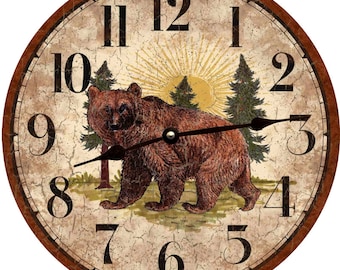 Rustic Bear Clock