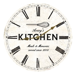 Personalized Kitchen Wall Clock- White Rustic Kitchen Clock