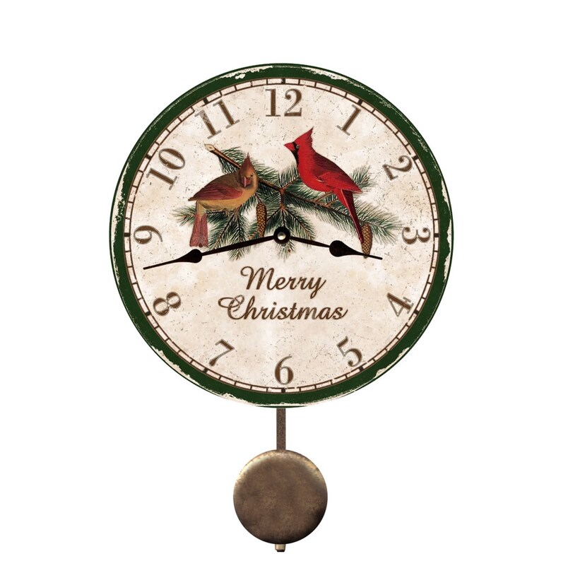 Merry Christmas Clock Cardinal Christmas Clock Bird Clock Etsy