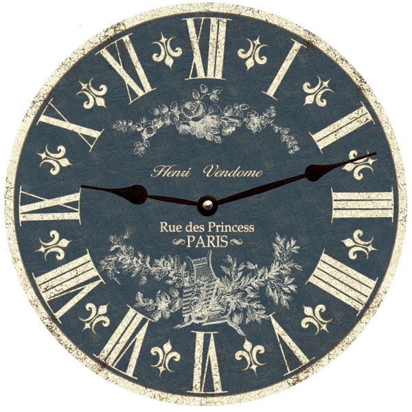 Toile Clock- Light Blue Toile French Clock- Light Blue Toile Wall Clock