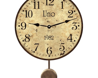 Rustic Family Name Pendulum Clock
