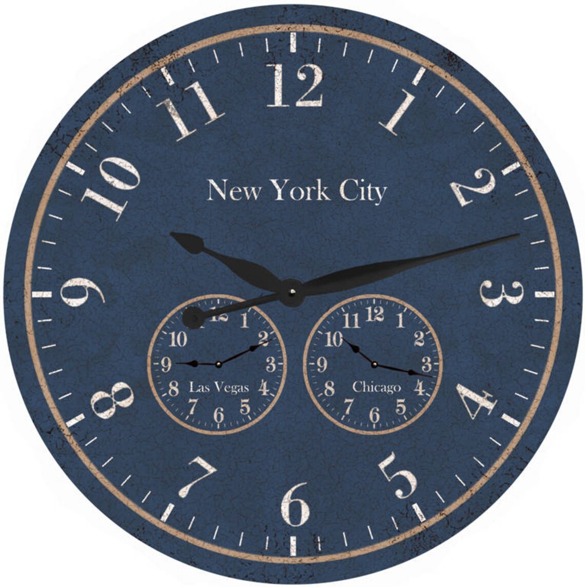 Oversized Time Zone Clock Blue Timezone Wall Clock 23 Etsy