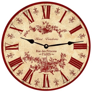Red French Toile Clock