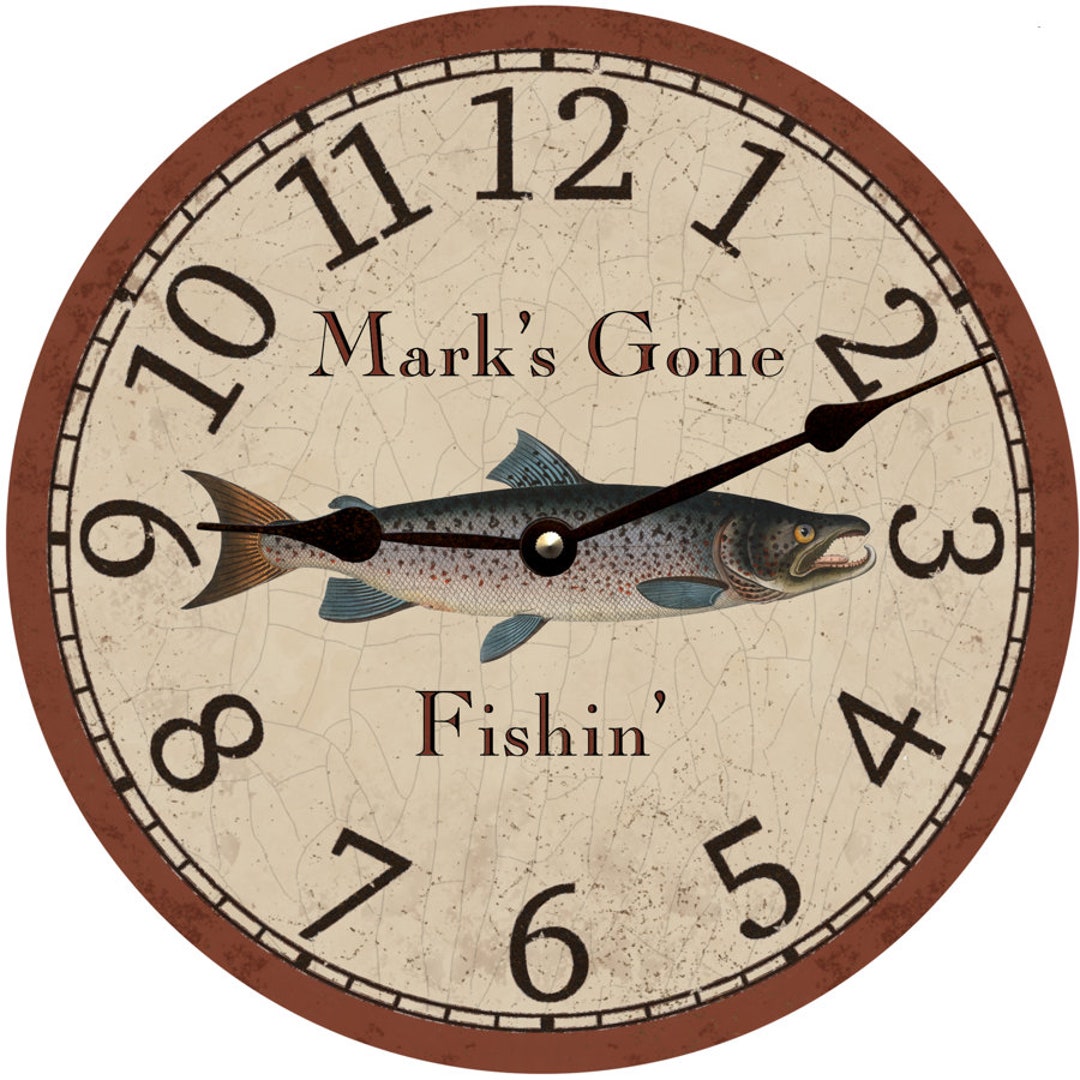 Personalized Salmon Fishing Clock Fisherman Clock Custom Name Clock Etsy