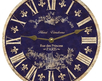 Blue Clock- Blue Toile Clock